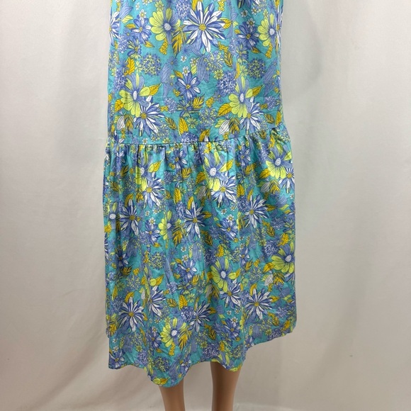 Modcloth Sz S High Tea High Time Midi Dress Cottagecore Boho Sea Blue Floral NEW - Picture 3 of 13